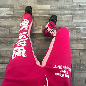 Pantalones de chándal Flare apilados personalizados para hombre, pantalones de chándal de retazos con pretina elástica - Product Image 2