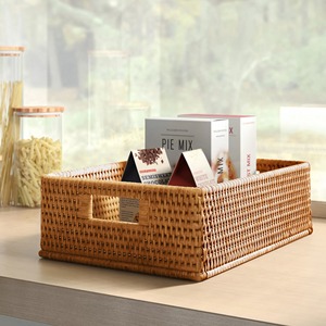 rectangular <b>basket</b> with rounded <b>corners</b> cutout handles Handmade Storage <b>Basket</b> Wholesale eco-friendly Made in Viet Nam - Product Image 6