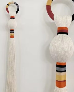 Tapiz Decorativo de Pared con Borlas Largas Tejidas a Mano con Cuerda Natural, Decoración del Hogar, Arte de Macramé Esférico - Product Image 4