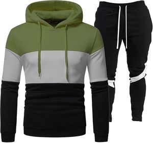 Survêtement pour homme, survêtement bicolore, jogging 2 pièces, survêtement à blocs de couleur, sweat à capuche à manches longues, pantalon de sport, costume de loisirs - Product Image 4
