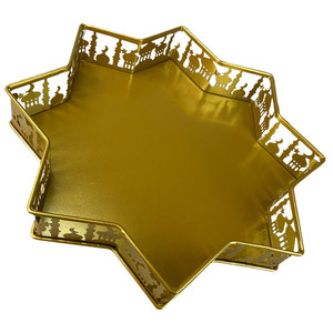 Bandejas de estrella de metal de lujo para magdalenas de boda, bandeja de servicio de estilo americano chapada en oro a bajo precio - Product Image 1