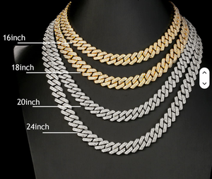 Cadena gruesa cubana con diamantes para hombre, cadenas de eslabones con corte de diamante para mujer, joyería de plata de ley chapada en oro estilo hip hop para hombre - Product Image 2