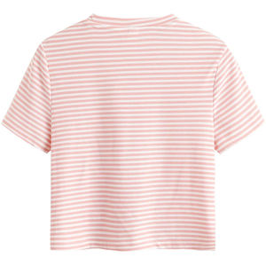 เสื้อยืดคอลูกเรือแบบสั้นสำหรับผู้หญิงเสื้อยืดครอปใส่สบายสีพื้น - Product Image 2