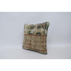 16x16 Beige Wool Kantha Patchwork <b>Pillow</b> Luxury Vintage Floral Woven <b>Throw</b> <b>Pillow</b> for Bedding Floor Rustic Square 18x18 Floral - Product Image 4