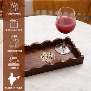 Bandeja de Madera con Bordes Curvos y Tallado Central, Bandeja Decorativa de Madera Más Vendida, Confiable y Duradera al Precio Más Bajo - Product Image 5