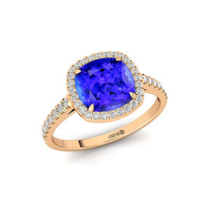 Anillo de Compromiso de Boda con Tanzanita Natural Clásica de Oro Sólido y Diamante Real, Regalo para Fiesta de Madre - Product Image 4