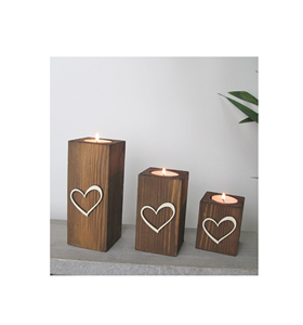 Pots à bougies en bois décoratifs de luxe Décorations de Noël Décor éclaircissant titulaire coeur design à sous votre budget - Product Image 1