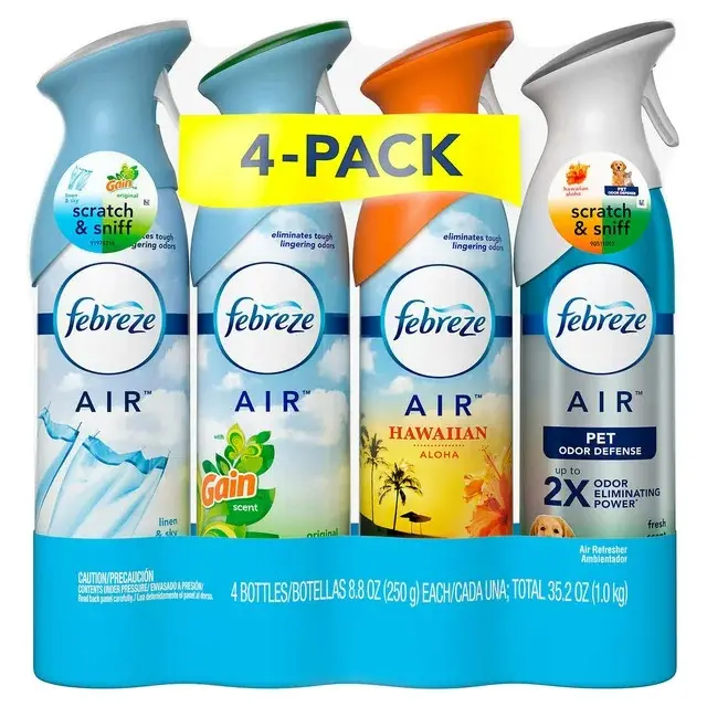 Febreze Air Freshener and Odor Eliminator Spray, Gain Original and Island Fresh Scents, 8.8oz (Pack of 4)