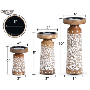 Bougeoirs et supports en bois naturel design incurvé à la main lot de 3 bougeoirs de table décoration de noël bougeoir éclaircissant - Product Image 2