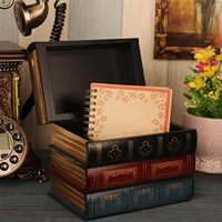 2 packs de boîtes de rangement pour livres anciennes en bois vintage Poubelle décorative pour livres