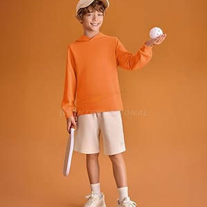 Vente en gros Sweat à capuche à manches longues pour garçons Pull-over lavable en machine Tissu en coton durable Couleur orange - Product Image 3