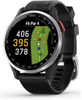Garmin Approach S44, Montre connectée GPS de golf essentielle, Écran AMOLED, Fonctionnalités sur le terrain, Cadran en aluminium argenté avec noir