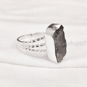 Anillo de Plata de Ley 925 con Piedra Natural en Bruto, Labradorita, Ajustable, para Mujer, Ideal para Fiestas y Navidad - Product Image 2