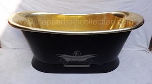 Bañera de latón con tapa enrollable independiente de estilo moderno, acabado negro mate con función de remojo para hoteles, fabricada en la India - Product Image 3