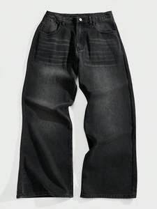 Pantalones Vaqueros Personalizados 100% Algodón, 16 OZ, Gruesos, Desgastados, Rotos, para Hombre y Mujer, Lavado Desteñido, Estilo Holgado y Recto - Product Image 5