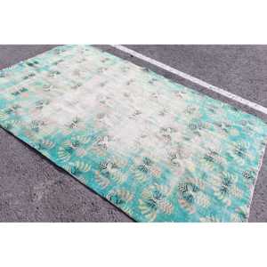 พรมวินเทจขนาด 3.8x7.6 ฟุต, พรมตุรกี, พรมขนสัตว์เปอร์เซียสีเขียว - Product Image 2