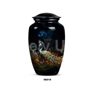 Urna Funeraria Grande de Aluminio con Forma de Pavo Real para Cenizas Humanas con Bolsa de Terciopelo Gratis - Product Image 2
