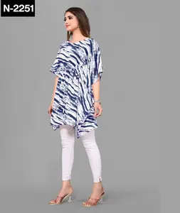 Ấn Độ dân tộc mặc thiết kế in Mỹ Crepe vải sẵn sàng thực hiện caftan phong cách kurtis cho mặc giản dị và mặc hàng ngày kurtis