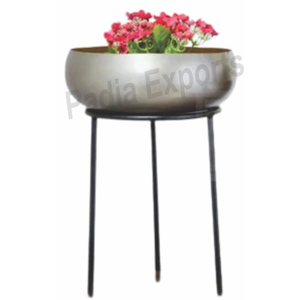 Classic Durable Steel Planter Pot with <b>Stand</b> and Flowers <b>Vase</b> for Home and Garden Decor - Product Image 1