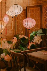 Silk Bamboo Lantern Bamboo Handcrafted Lantern Bamboo Round Silk Lantern Elegant Decor Pure <b>Fabric</b> For Luna New Year - Product Image 5
