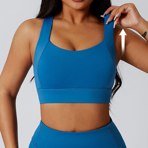 100% Polyester Ladies Racer-Back Bra for Yoga Fitness Breathable Crop Tops for Running Sports and <b>Jogging</b> Simple Style - Product Image 2