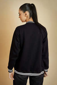 Best Quality Women's Slim Fit Breathable Bamboo Fiber <b>Fleece</b> Varsity <b>Jackets</b> with Covered Buttons Winter <b>Warm</b> - Product Image 2