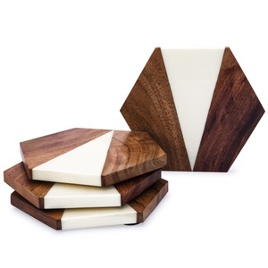 Los posavasos de madera de resina hechos a mano de proveedor indio añaden un toque de elegancia con embalaje personalizado disponible para la venta - Product Image 1