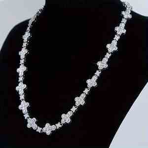 Brilliant Trendy Iced Moissanite Flower <b>Tennis</b> Chain <b>Necklace</b> Cross Star Diamond Cuban Link <b>Men</b> Women Hip Hop Gold Plated - Product Image 1