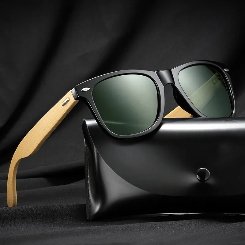 Óculos de sol de madeira para mulheres, óculos de proteção UV400 polarizados para pernas de bambu com visão noturna, elegantes e personalizados