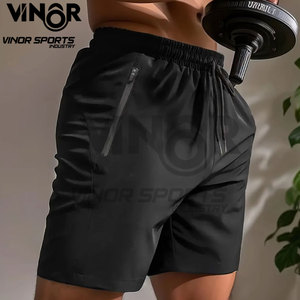 กางเกงขาสั้นผู้ชาย จ็อกเกอร์ กีฬา ฟิตเนส ว่ายน้ำ ผ้าฝ้าย 100% กระเป๋าซิป แห้งเร็ว ระบายอากาศดี สวมใส่สบาย มีเชือกผูก เอวสม็อค เหมาะสำหรับฤดูร้อน - Product Image 5