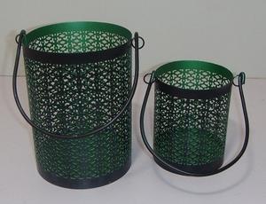 Wholesale Decorative Hollow-Out Metal Lanterns <b>Large</b> Cylinder Iron Pillar Candle Holder Indoor Garden Hanging Lantern withHandle - Product Image 4