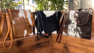 Bolso de cuero de vaca genuino para mujer, bandolera de diseñador de lujo, bolso de hombro con cierre de cremallera, estampado de forro de nailon - Product Image 3