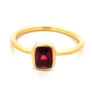 Hot Selling Unisex Sterling Silver Yellow Gold <b>Fine</b> <b>Ring</b> Cushion Shape Garnet Bezel Set Classic Hallmarked Anniversary Wedding - Product Image 2