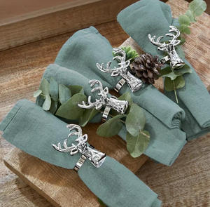 ใหม่Elegant Designกวางหัวอลูมิเนียมหล่อแหวนผ้าเช็ดปากโลหะสําหรับงานแต่งงานตกแต่งโต๊ะผู้ถือแหวนผ้าเช็ดปาก - Product Image 5