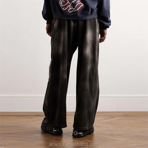 กางเกงเหงื่อพิมพ์ลายพัฟของผู้ชายซักด้วยกรดกางเกงขายาวทรงหลวมขาตรงสำหรับผู้ชาย - Product Image 3