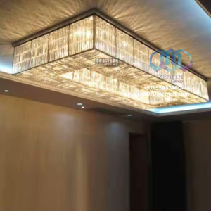 Modern Luxury LED Ceiling <b>Chandelier</b> Rectangle <b>Crystal</b> AC for Hotel Villa Lighting UAE Saudi Arabia Qatar Kuwait Oman Bahrain - Product Image 5