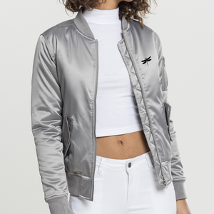 Femmes de haute qualité en cuir de mouton Logo personnalisé broderie décoration à manches longues Satin veste d'hiver grande taille respirant - Product Image 1