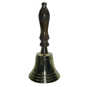 Campana de mano de Metal de latón de diseño de moda con mango de madera, campana colgante de pared, campana de escritorio, artículo decorativo para el hogar de alta calidad, nuevo diseño - Product Image 3