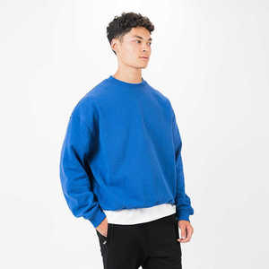 เสื้อสเวตเชิ้ตคอกลมสีน้ำเงินรอยัลสำหรับผู้ชาย สกรีนโลโก้ได้ เนื้อผ้าหนา แขนยาว สวมหัว คอกลม สไตล์ลำลอง สตรีทแวร์ รับผลิตแบบ OEM ODM ขายส่ง - Product Image 4