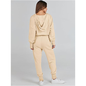 Logo personnalisé Ensemble deux pièces pour femmes Ensemble pour femmes Ensemble avec capuche Pantalon de survêtement Ensemble pour dames Joggers Survêtement Jogger Survêtement pour femmes avec fermeture éclair - Product Image 4