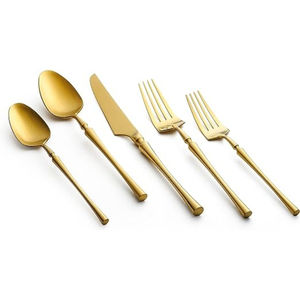 Juego de cubiertos de acero inoxidable directo de fábrica de La India, diseño moderno, mango de diseñador Delgado, chapado en oro para regalos de negocios - Product Image 1