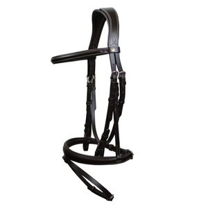 Tocado acolchado anatómico sin estrés Brida de cuero de grano completo con costuras contrastantes Productos para caballos - Product Image 4