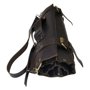 Wholesale 10-Pocket Chef <b>Knife</b> <b>Roll</b> Bag Genuine <b>Leather</b> Comfortable Shoulder Strap 10 Adjustable Pockets Customizable Tool Bag - Product Image 2