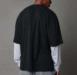 T-shirts pour hommes en coton 100% de haute qualité, à manches longues, à double couche, amples, respirants, lavés à l'ancienne, col montant, vente en gros personnalisée - Product Image 6