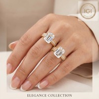 Smaragdschliff Labor-Diamant Verlobungsring 18K Gelbgold Vintage Milgrain-Fassung IGI-Zertifiziert DEF-Farbe Maßgefertigt Fein