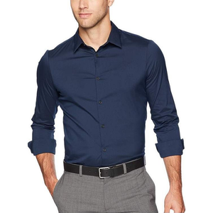 เสื้อลำลองสีฟ้าคอปกแบบพับลงสำหรับเสื้อยืดแขนยาวสีพื้นผ้าซาตินป้องกันรอยยับแฟชั่นใหม่ - Product Image 6