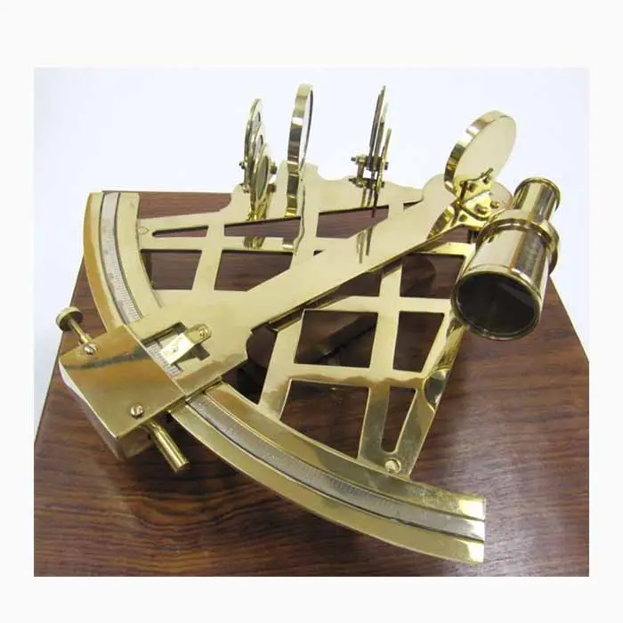 Brass Collectible Polished Style Finish Nautical Marine Navigation Sextant with Wooden Box Case