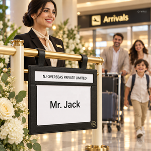 Divris Airport Guest Welcome Board Hanging model Black Leather Name <b>Sign</b> For Hotel Arrival Greeting - Product Image 6