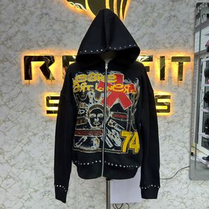 เสื้อฮู้ดมีซิปสำหรับผู้ชายสีขาวมีฮู้ดขนาดพลัสไซส์ - Product Image 6