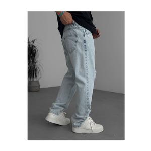 Pantalones Vaqueros de Mezclilla Lavados Tejidos de Estilo Urbano Hip Hop para Hombre, Pantalones Cargo de Pierna Ancha, Transpirables, Lavables, ODM, 100% Algodón, Primavera/Otoño/Invierno - Product Image 2